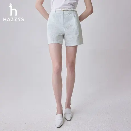 【商场同款】Hazzys哈吉斯泡泡纱细条纹短裤女士夏季新款休闲裤子商品大图