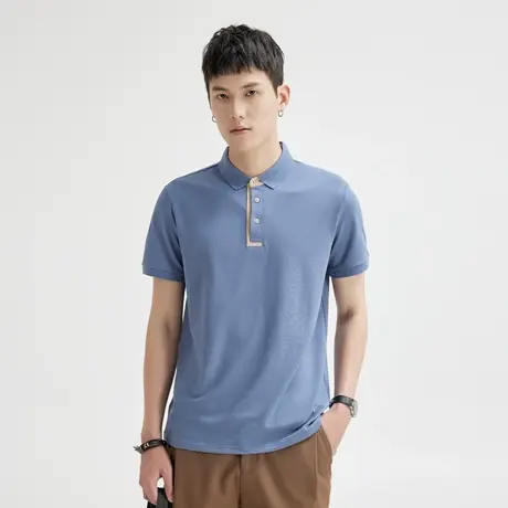 夏季冰丝短袖POLO衫男翻领T恤2024新款商务男士休闲通勤半袖体恤图片