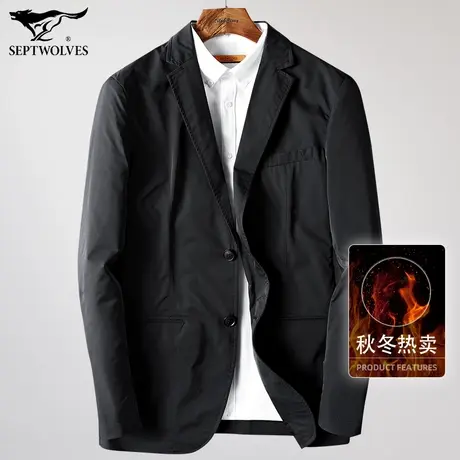 七匹狼休闲西装外套男款春秋季中年男士爸爸装商务职装西服夹克图片