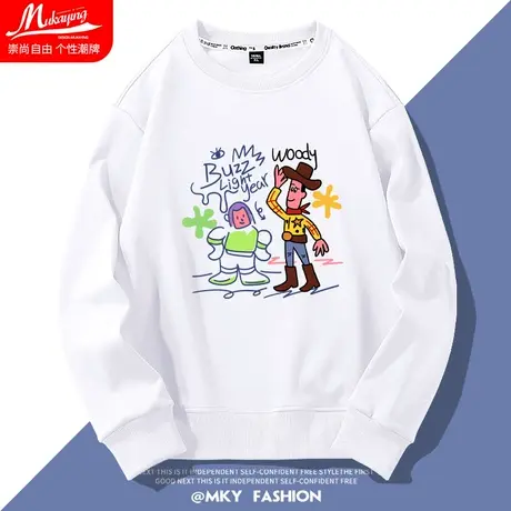 设计感小众趣味高街潮流涂鸦卫衣男女圆领秋季卡通简约宽松情侣装商品大图