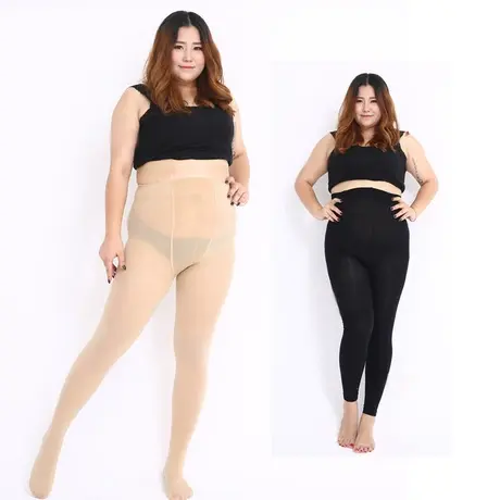 伊自尚大码丝袜200斤胖mm防勾丝2023秋季薄款不掉档天鹅绒连裤袜商品大图