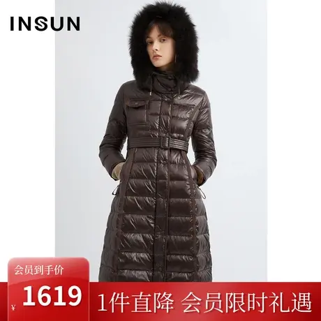 恩裳2022冬季时尚保暖拼接狐狸毛领舒适白鹅绒羽绒服图片