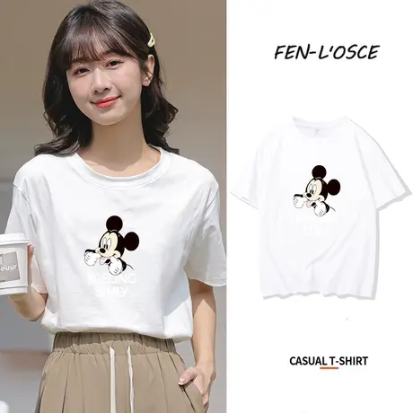 oversize纯棉短袖t恤女2023年夏季新款宽松米奇印花半袖上衣ins潮商品大图