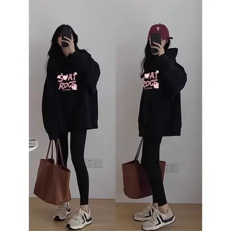 连帽卫衣女秋冬款2023新款爆款美式oversize外套慵懒风加绒上衣潮商品大图
