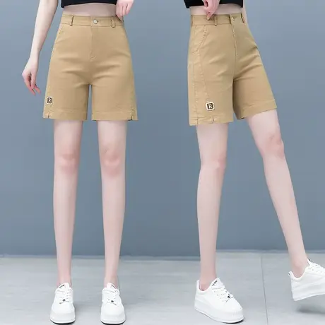 夏季纯棉短裤女外穿高腰显瘦直筒阔腿裤2023新款韩版休闲百搭中裤商品大图