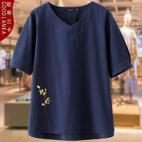 40-50岁中年妈妈夏装纯棉T恤女大码宽松洋气中老年女短袖小衫上衣商品大图