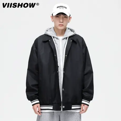 VIISHOW外套男春秋潮流ins百搭宽松休闲连帽假两件夹克2023新款商品大图