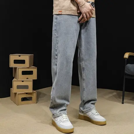 直筒牛仔裤男宽松潮牌阔腿春秋美式复古高街男款裤子秋季2023新款商品大图