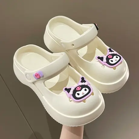 可爱库洛米包头拖鞋女外穿2023春夏季新款网红凉鞋防滑厚底洞洞鞋商品大图