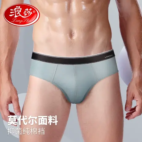浪莎莫代尔男士三角内裤男冰丝透气纯棉抗菌裆中腰大码男生短裤头商品大图