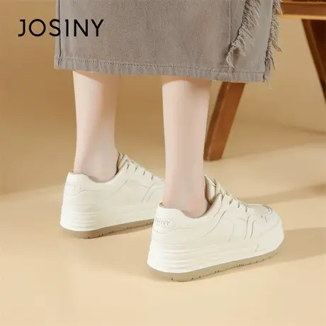 Josiny/卓诗尼白色板鞋女款2024新款春季平底轻便厚底休闲鞋商品大图