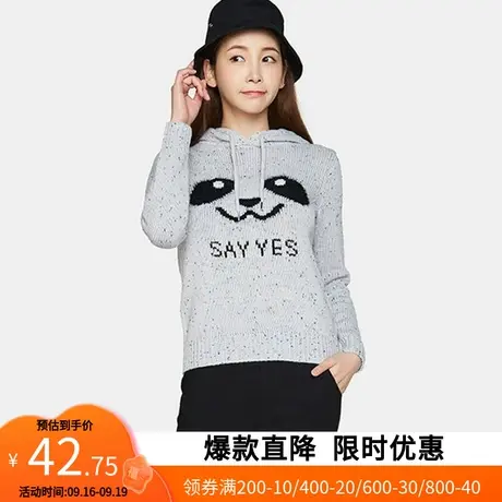 艾格2023春秋新品休闲时尚纯色潮流宽松连帽套头长袖针织衫Y141图片