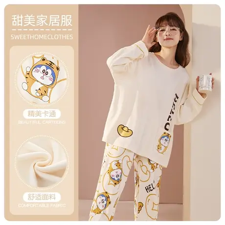 睡衣女春秋款仿制纯棉长袖2023年新款夏季薄款可爱外穿女士家居服商品大图