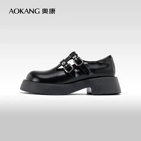 奥康女鞋 春秋季新款真皮单鞋时尚厚底乐福鞋百搭JK小皮鞋潮图片