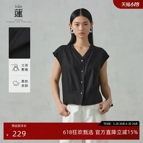 【商场同款】阿依莲法式衬衫女2025夏季新款独特设计感黑色上衣图片