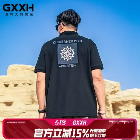 GxxH2025大码男装潮胖子宽松短袖保罗衫加肥加大印花翻领半袖Polo商品大图