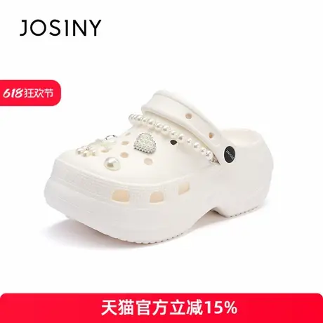 卓诗尼2025年夏季新款厚底洞洞鞋女款女鞋子休闲简约洞洞鞋商品大图