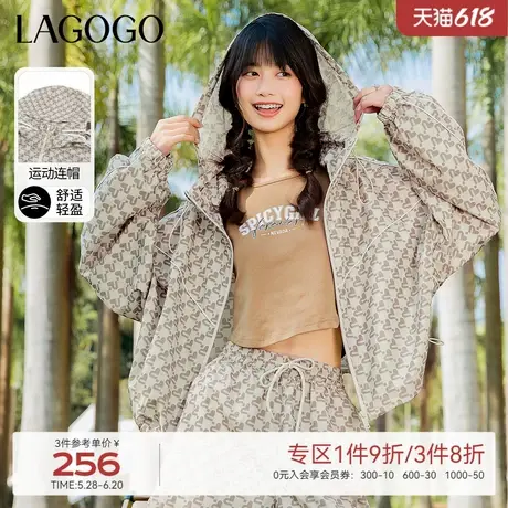 LAGOGO休闲爱心蝙蝠袖连帽外套女拉谷谷春季新款柔软舒适显瘦上衣图片