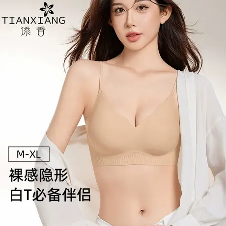 添香夏季新款特调粉底液内衣女聚拢上托无钢圈防下垂无痕隐形文胸商品大图