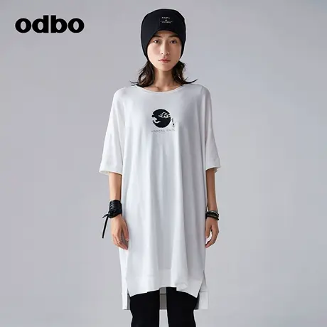 odbo/欧迪比欧原创设计简约气质印花T恤女秋季新款高级感上衣商品大图