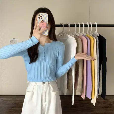 2023新款春秋冬季初恋感红色衣服爆款新年时尚洋气打底衫毛衣女士图片