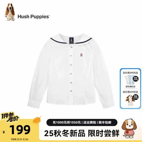 暇步士童装女童衬衫2025秋季新款中大童学院风海军领衬衣儿童上衣商品大图