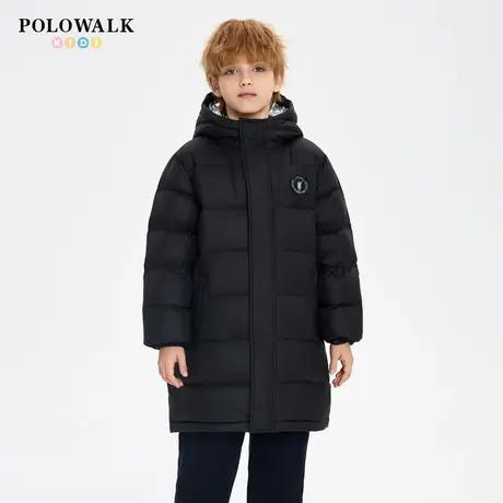 【90白鸭绒】POLOWALK童装男童中长款羽绒服2025年新款秋冬外套商品大图