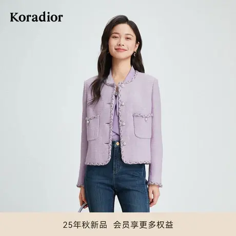 珂莱蒂尔秋季款法式香风短款羊毛呢外套女气质名媛风显白上衣商品大图