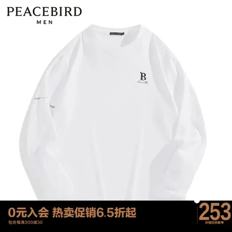 【商场同款】太平鸟男装 23年春季新款潮流刺绣长袖T恤 B1DCD1423图片