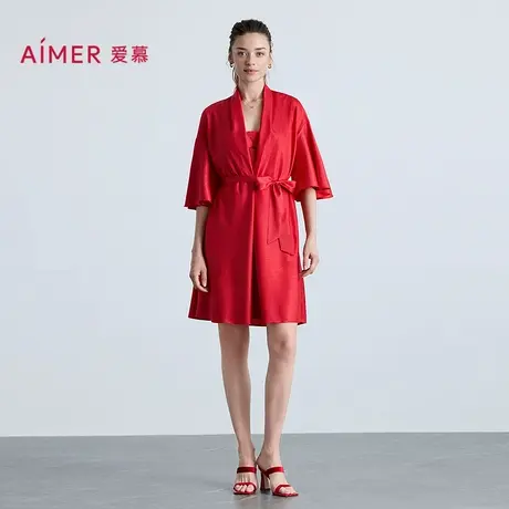 爱慕25秋冬睡衣女好事将近红品结婚睡袍AM48B601商品大图