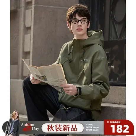 【三防】唐狮2025秋季外套男连帽夹克工装休闲黑色男冲锋少年上衣商品大图