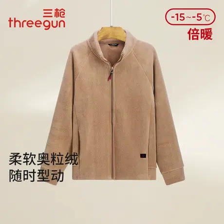 三枪奥粒绒外套女秋冬新品加绒加厚中老年防寒保暖开襟上衣妈妈装商品大图