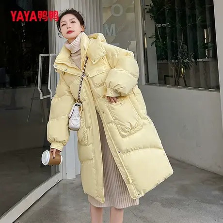 【双十一预售】鸭鸭羽绒服女2023年秋冬新款长款连帽保暖外套L商品大图