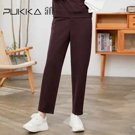 蒲PUKKA 商场同款羊毛呢休闲裤冬装原创设计感直筒萝卜裤子图片