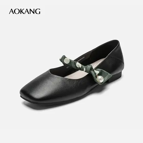 【门店发货】奥康女鞋 秋季气质优雅单鞋皮鞋低跟一字扣舒适休闲图片