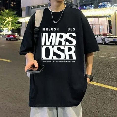 港风t恤男夏季设计感小众短袖chic港风高街男装2024新款半袖上衣商品大图