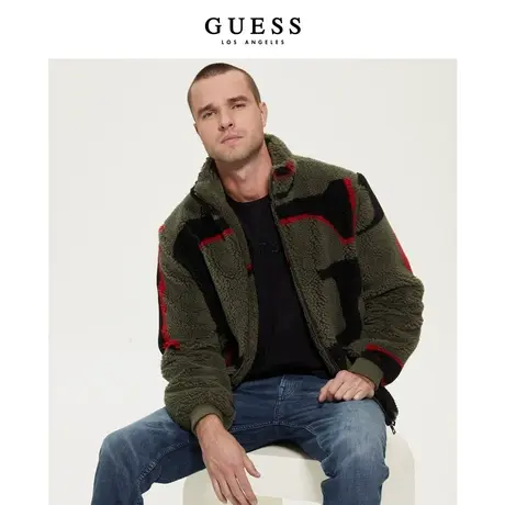 GUESS男士休闲拼接宽松时尚夹克外套上衣-M2BL65WF1I2商品大图