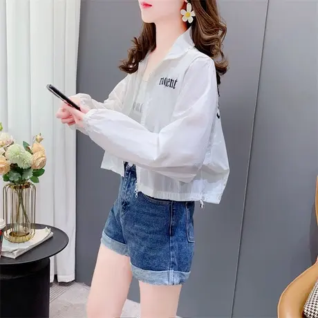 小个子短款透气防晒衣服女夏季2023新款宽松时尚薄款百搭外套上衣商品大图