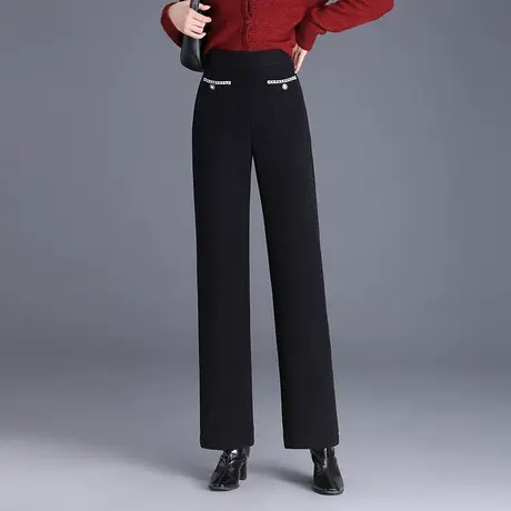 黑色时尚显瘦百搭直筒裤女2023秋冬新款遮胯显腿长宽松休闲长裤子商品大图