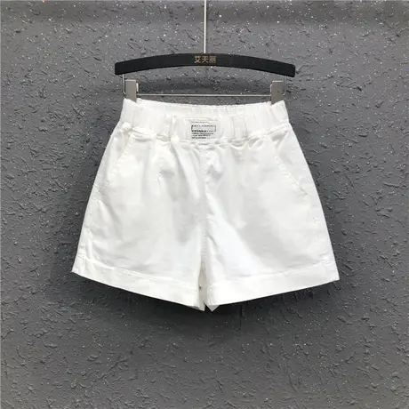 白色休闲牛仔短裤百搭女潮夏季新款宽松显瘦松紧高腰a字阔腿裤子商品大图