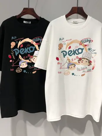 白色仿棉短袖T恤女2023早春新款夏季宽松大码女装小众设计感上衣商品大图