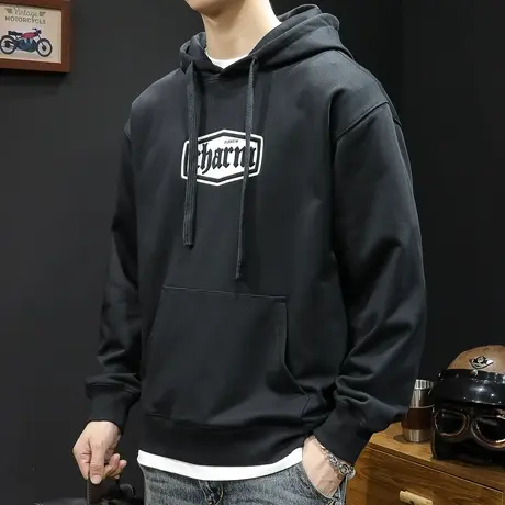 连帽卫衣男秋冬款外套男士大码重磅秋季2023新款袋鼠兜上衣假两件图片