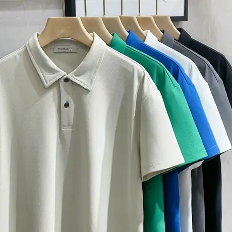 华夫格商务polo衫男短袖高级感夏季男装有领上衣服潮牌t恤男宽松图片