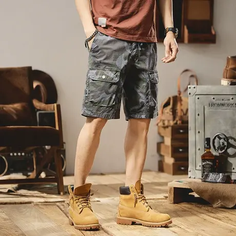 Modi Nick/摩帝尼克男士宽松直筒潮牌五分裤休闲潮流迷彩裤子男裤商品大图