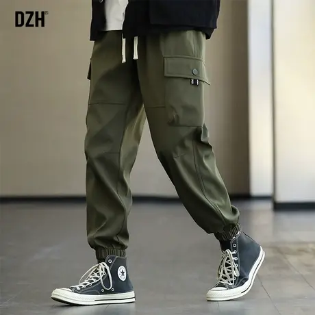 男士军绿色加绒工装裤男春夏宽松束脚休闲长裤冲锋裤男裤2023新款商品大图
