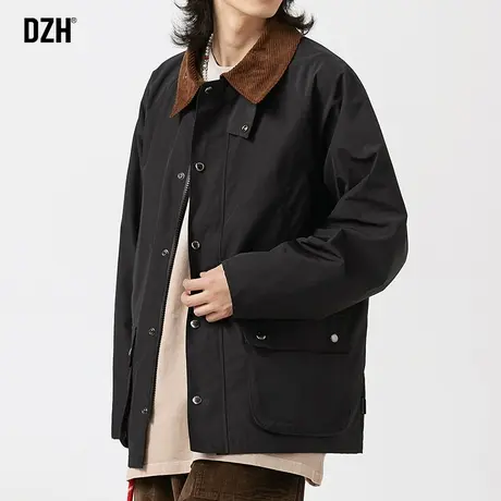 男士黑色工装夹克男秋季外套男款翻领上衣2024新款美式潮牌冲锋衣商品大图