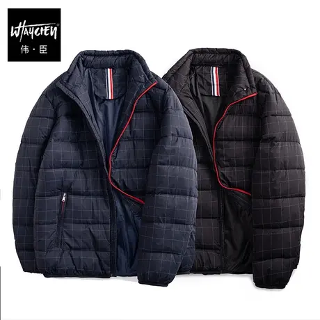 伟臣潮牌大码男装加厚棉衣外套男胖子加肥加大格子宽松棉服上衣冬图片