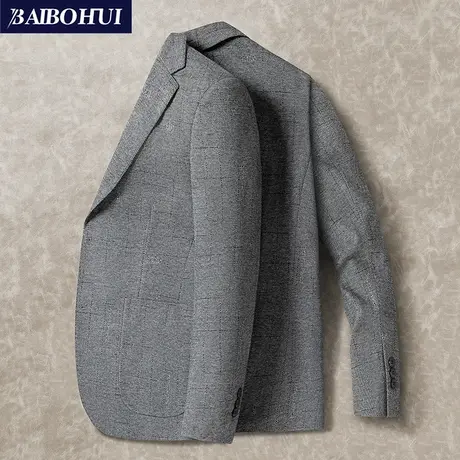 春秋季新款修身商务小西服男士上衣单件时尚千鸟格子休闲西装外套商品大图