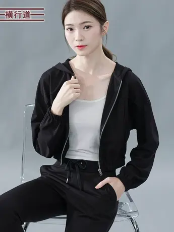 横行道20223冬款新款带帽拉链口袋短款时尚宽松长袖休闲褶皱外套图片