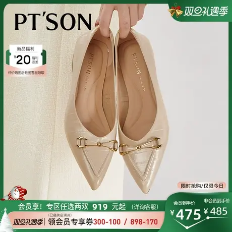 商场同款百田森羊皮尖头低跟单鞋女春新商场同款时装单鞋女PTS图片